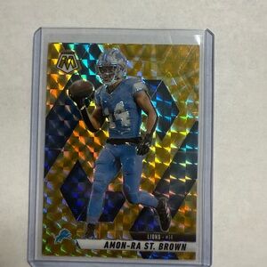 🏧2025 Panini Mosaic Amon-Ra St. Brown Mosaic Reactive Yellow #2 Detroit Lions